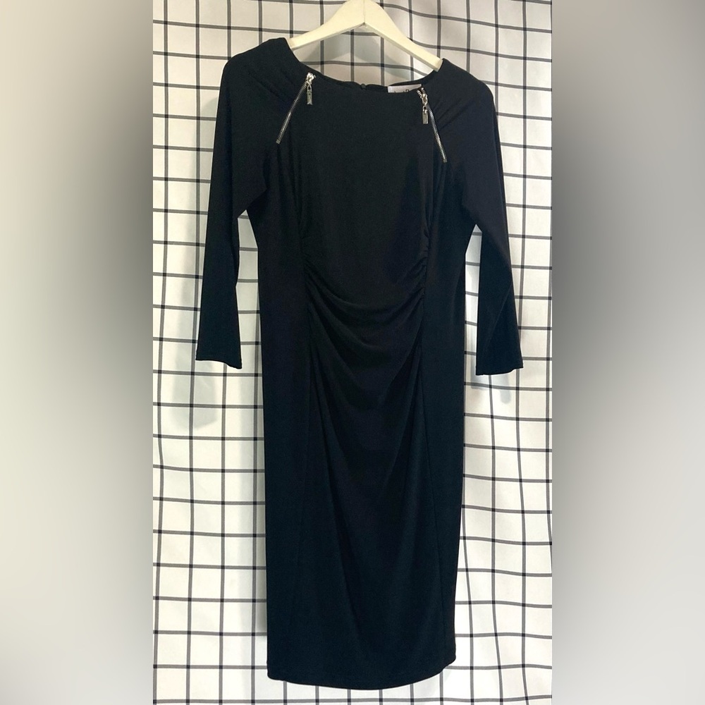 Joseph Ribkoff Blue Ruched Sheath Dress